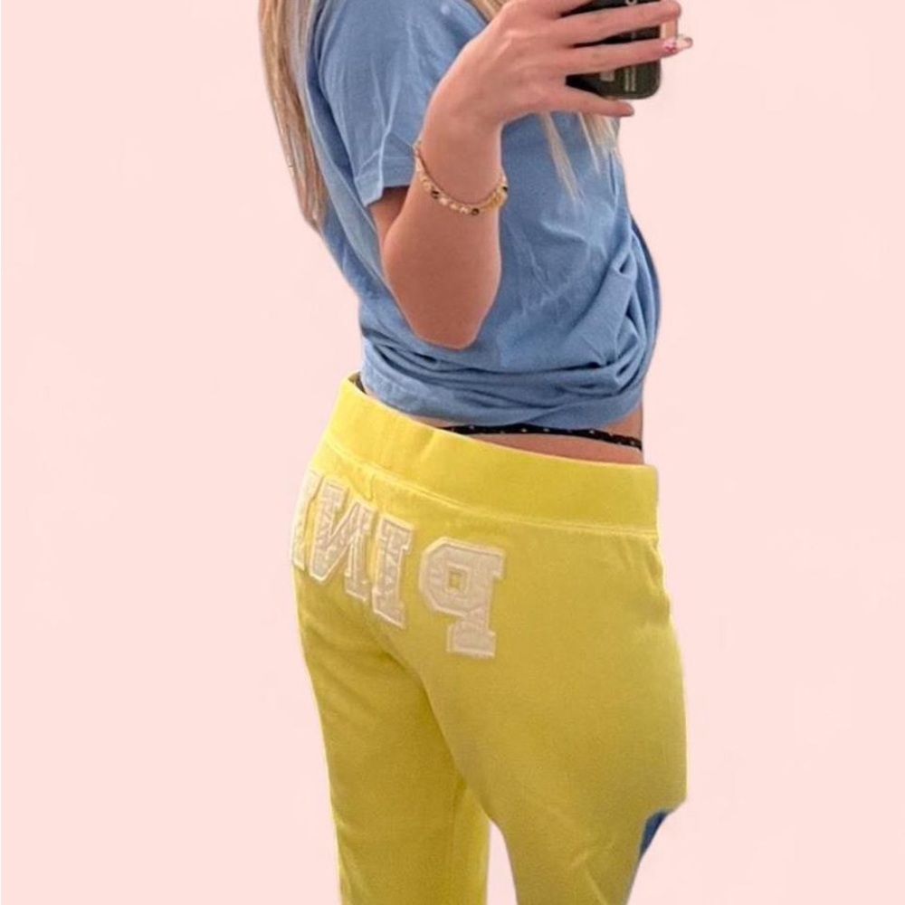 PINK Victoria's Secret Yellow Sweatpants with Matching Tanks ALL FOR $60!!!